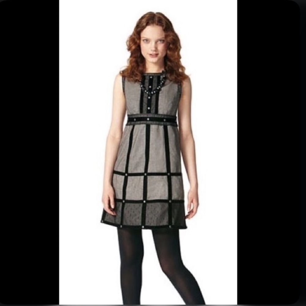 Anna Sui Anthropologie Herringbone Studded Dress